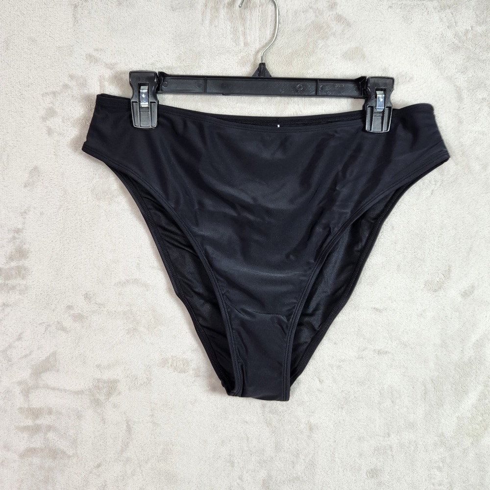 Cupshe Swimsuit Bottom Womens XL Black High Waisted Bikini Brief Vacation Beach